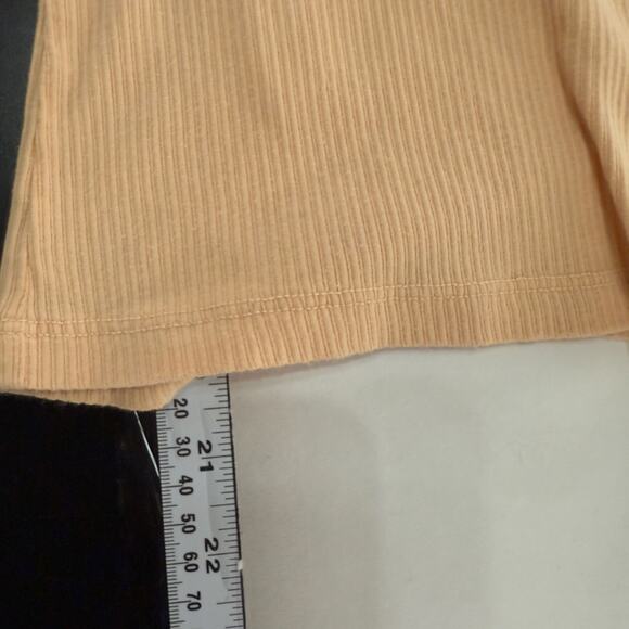 Monrow M Womens Rib Polo Henley Desert Mist Collared Short Sleeve 90s - Picture 8 of 9